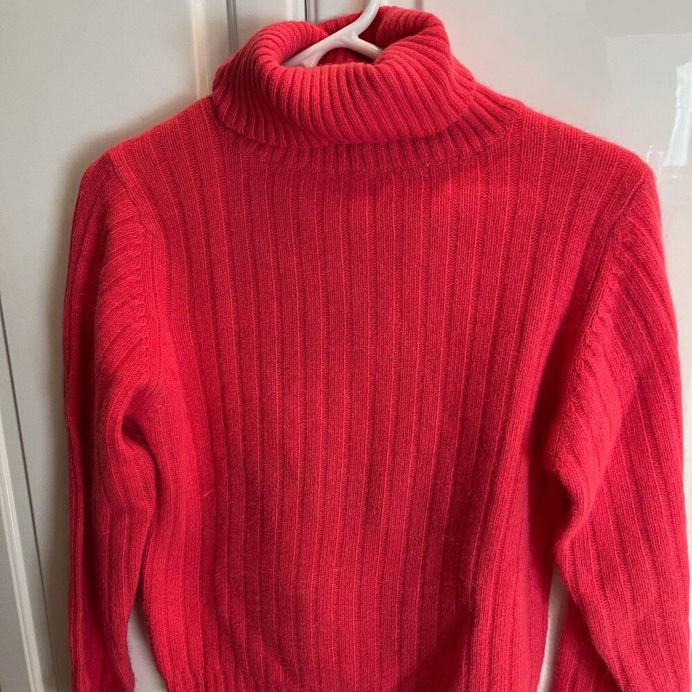 Bright Pink Angora/Lambswool Turtleneck